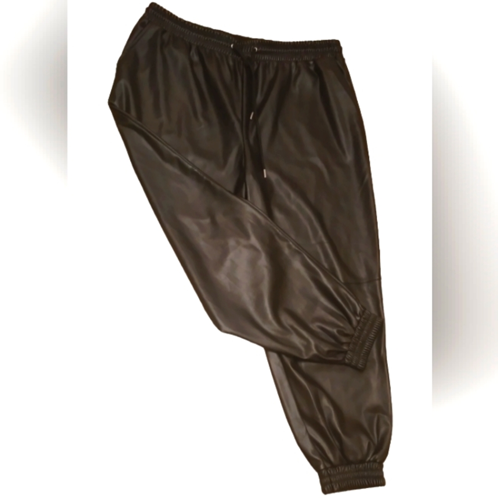 Bagatelle Collection Faux Leather Jogger Black Pants Plus Size Women Size XXL